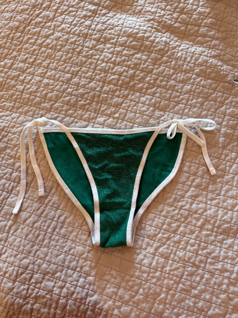 American Apparel sz Large L string bikini swimsuit bottom terry cloth green